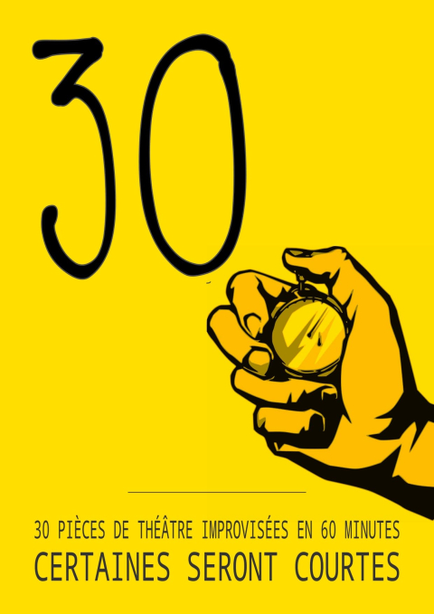 Improvidence Affiche "30". jaune avec une main qui tient un chronomètre 