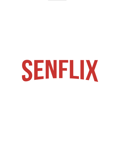 Affiche blanche avec le logo "Netflix" changé en "senflix" Improvidence 